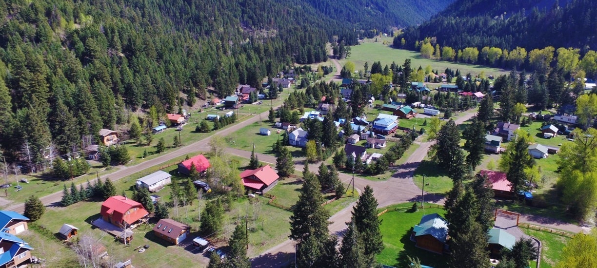 Aerial view of the community at Missezula Lake