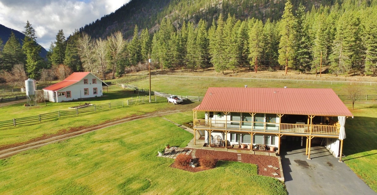 Aerial of the home and terrain at 1751 Old Hedley Road